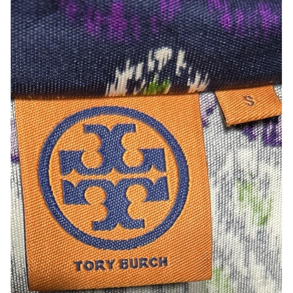 Tory Burch Silk Long Sleeve Cowl Neck Mini Dress Fantasy Print Sz Small‎ EUC